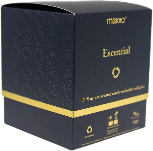 Maxxo Escential Duftkerze Vanilla Sojawachs Deluxe Geschenkbox 300g Brenndauer bis zu 40 Stunden