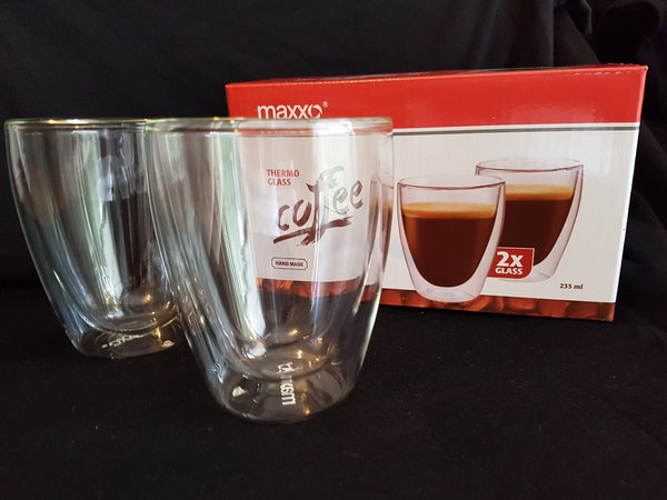 Doppelwandiges Thermo Gläser Kaffee Cappuccino Tee Türkisch Mocca 4 er Set 235 ml